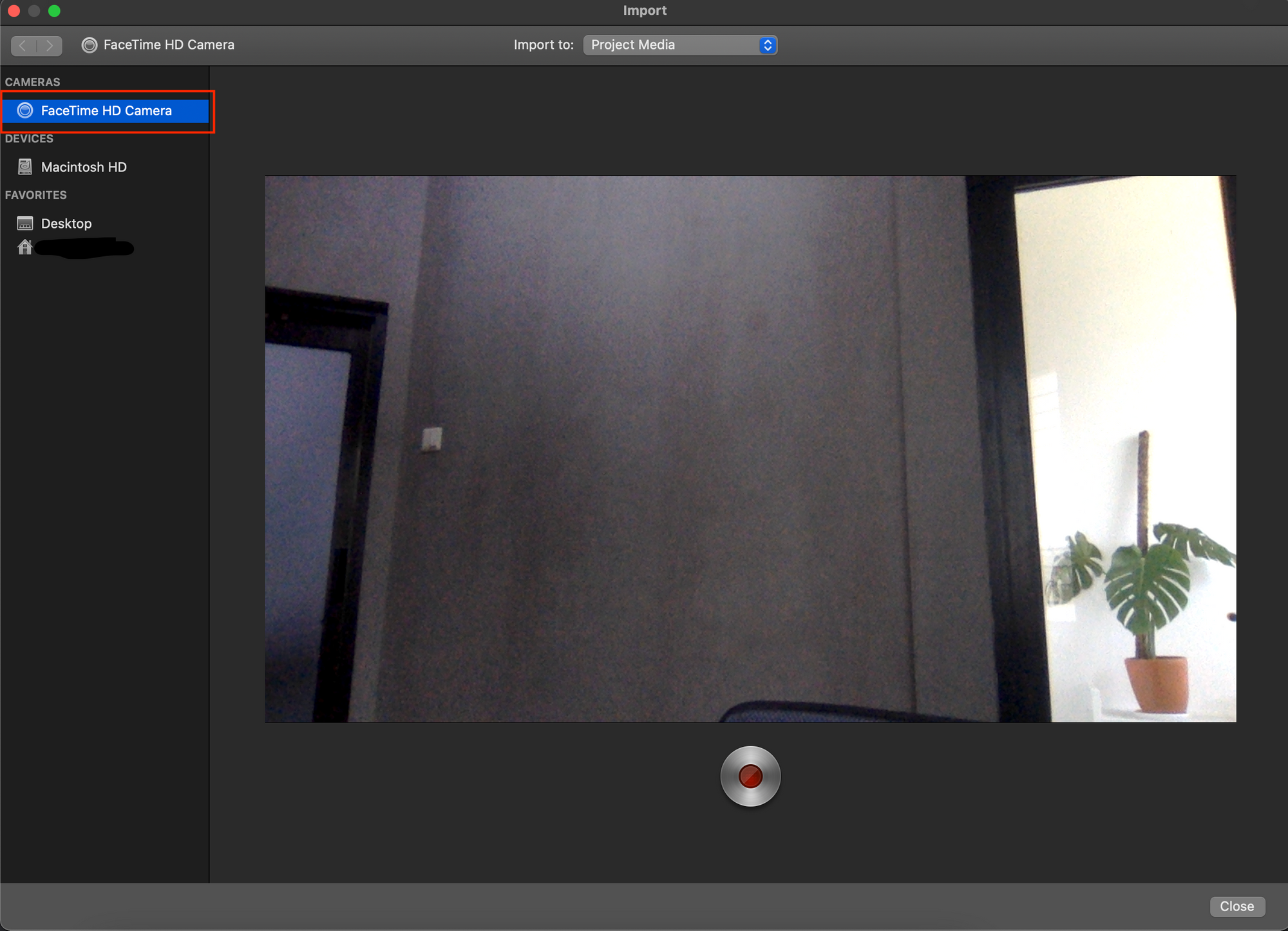 Select FaceTime HD Camera to start recording.