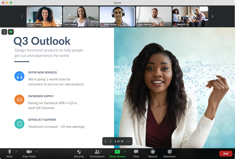 Zoom Meetings Interface